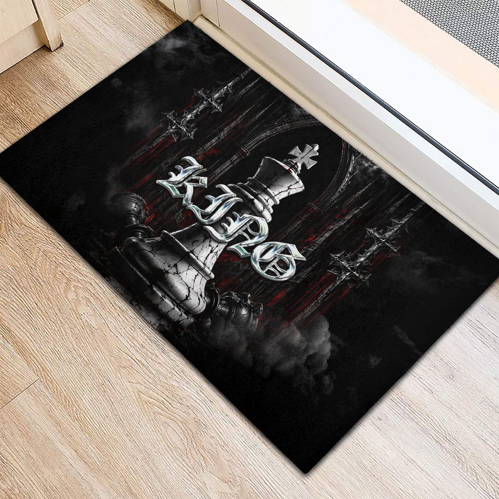 King Chess Piece Rubber Doormat Dark Gothic Fantasy Board Game Art