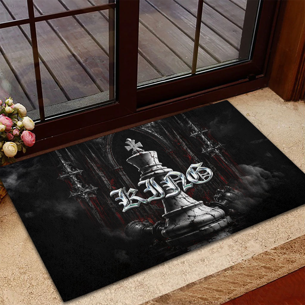 King Chess Piece Rubber Doormat Dark Gothic Fantasy Board Game Art
