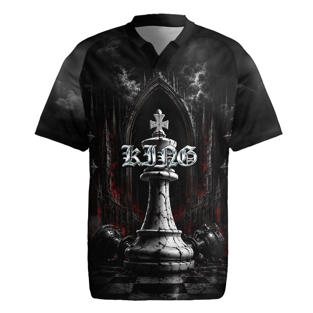 King Chess Piece Rugby Jersey Dark Gothic Fantasy Board Game Art