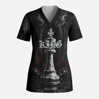King Chess Piece Scrub Top Dark Gothic Fantasy Board Game Art