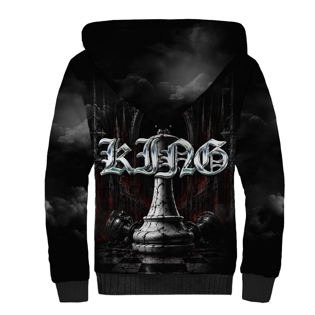 King Chess Piece Sherpa Hoodie Dark Gothic Fantasy Board Game Art