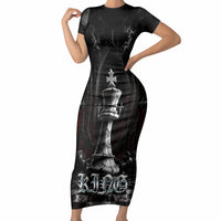 King Chess Piece Short Sleeve Bodycon Dress Dark Gothic Fantasy Board Game Art