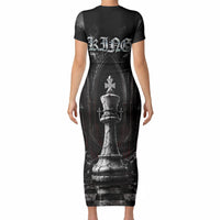 King Chess Piece Short Sleeve Bodycon Dress Dark Gothic Fantasy Board Game Art
