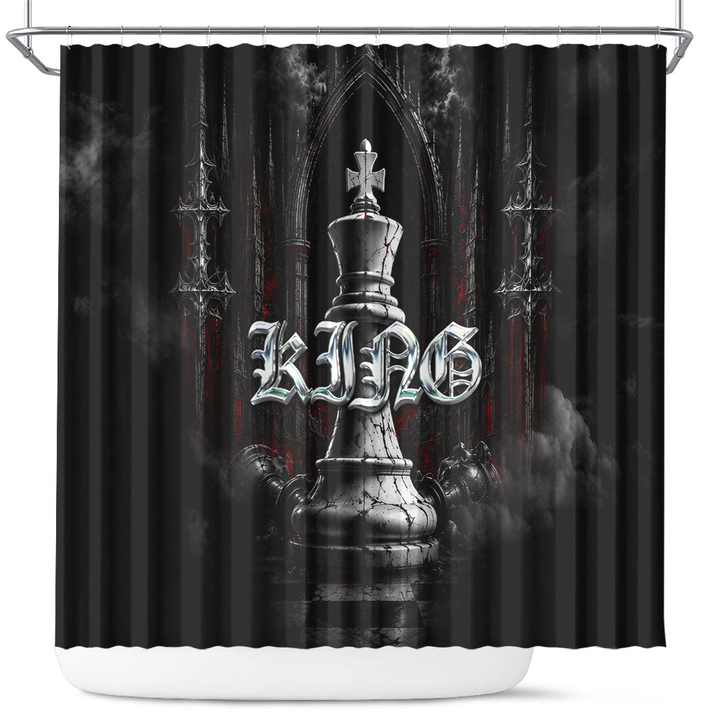 King Chess Piece Shower Curtain Dark Gothic Fantasy Board Game Art