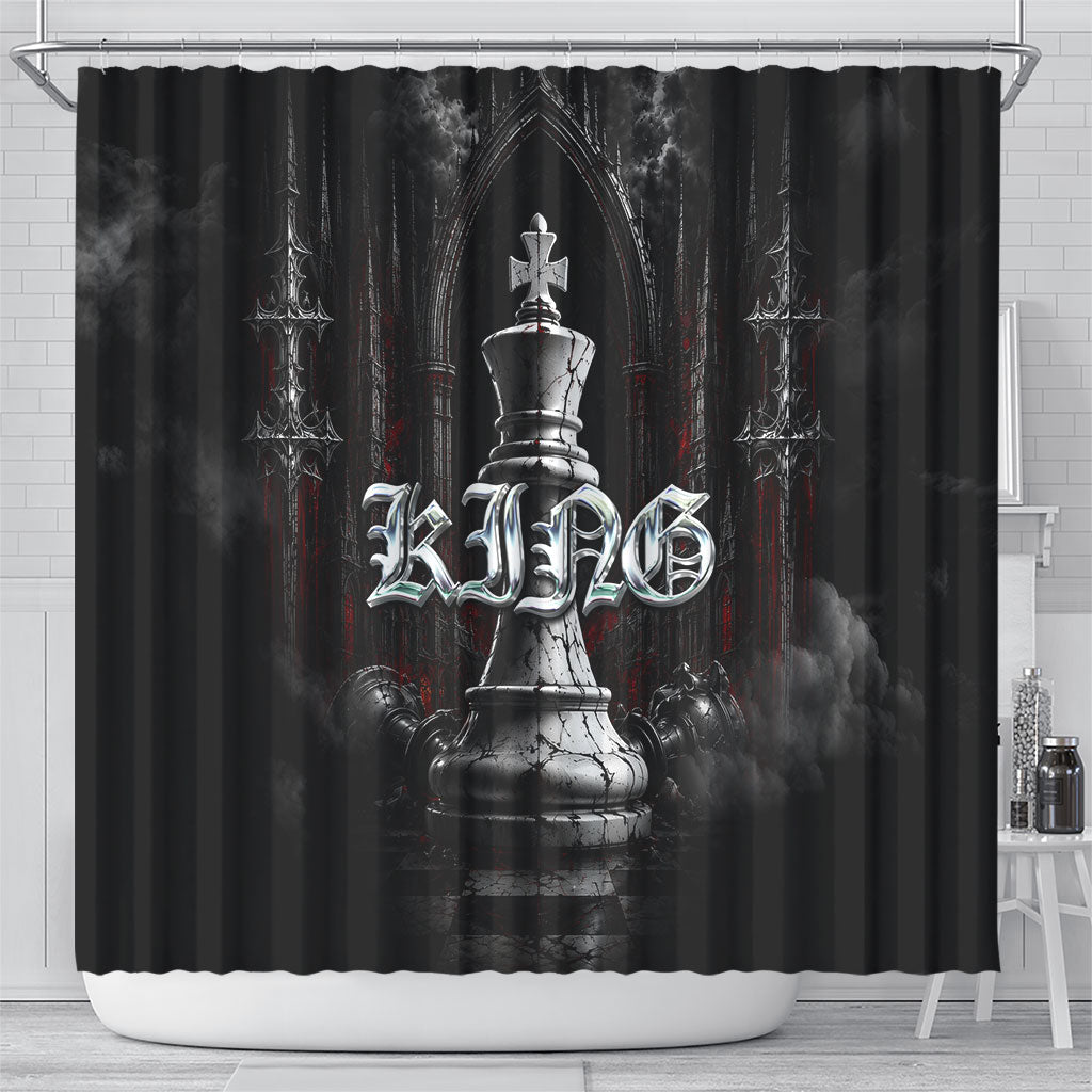 King Chess Piece Shower Curtain Dark Gothic Fantasy Board Game Art
