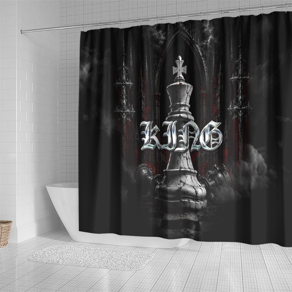 King Chess Piece Shower Curtain Dark Gothic Fantasy Board Game Art