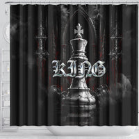 King Chess Piece Shower Curtain Dark Gothic Fantasy Board Game Art