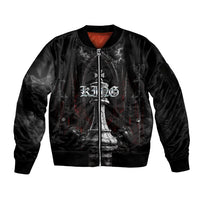 King Chess Piece Sleeve Zip Bomber Jacket Dark Gothic Fantasy Board Game Art