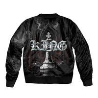 King Chess Piece Sleeve Zip Bomber Jacket Dark Gothic Fantasy Board Game Art
