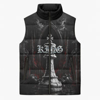 King Chess Piece Sleeveless Puffer Jacket Dark Gothic Fantasy Board Game Art