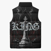 King Chess Piece Sleeveless Puffer Jacket Dark Gothic Fantasy Board Game Art