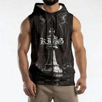King Chess Piece Sleeveless Zip Hoodie Dark Gothic Fantasy Board Game Art