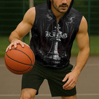King Chess Piece Sleeveless Zip Hoodie Dark Gothic Fantasy Board Game Art