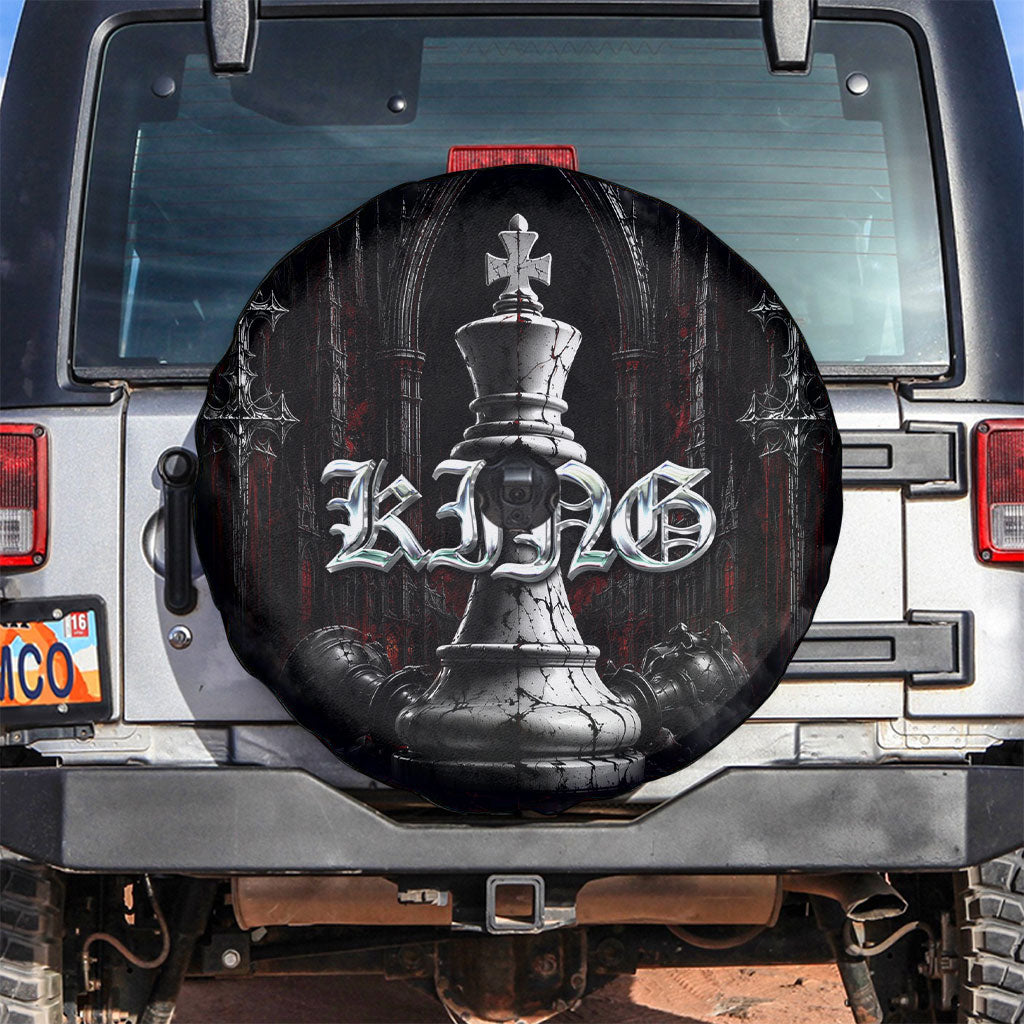 King Chess Piece Spare Tire Cover Dark Gothic Fantasy Board Game Art