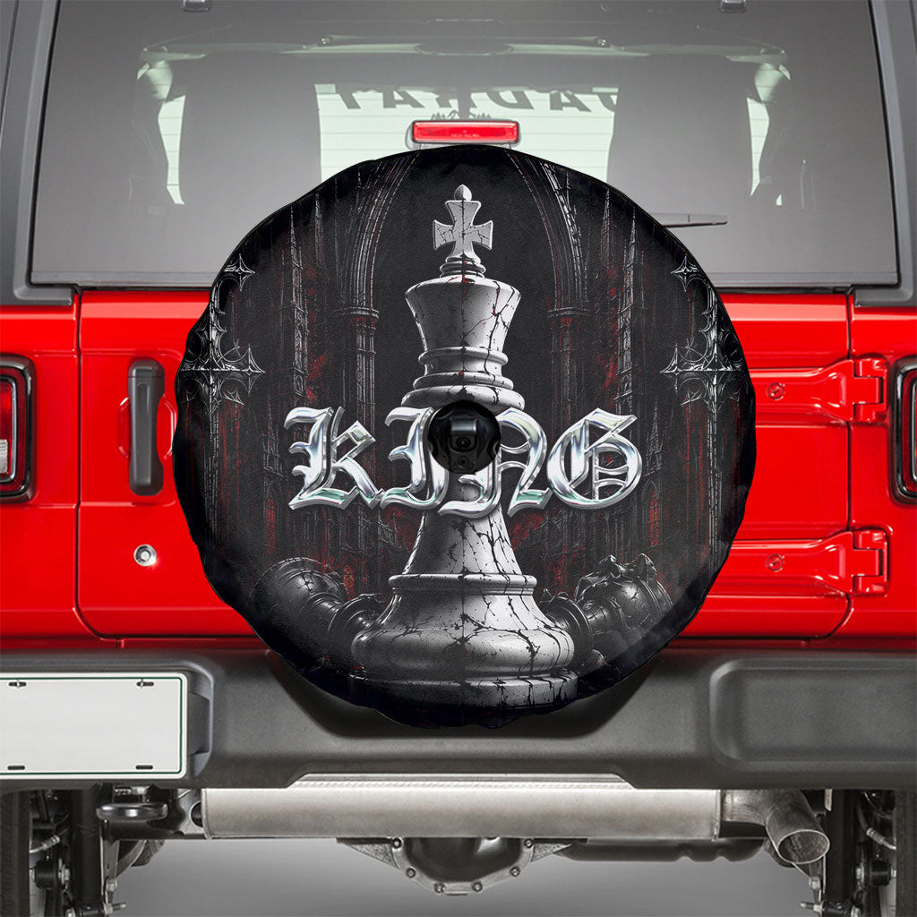 King Chess Piece Spare Tire Cover Dark Gothic Fantasy Board Game Art