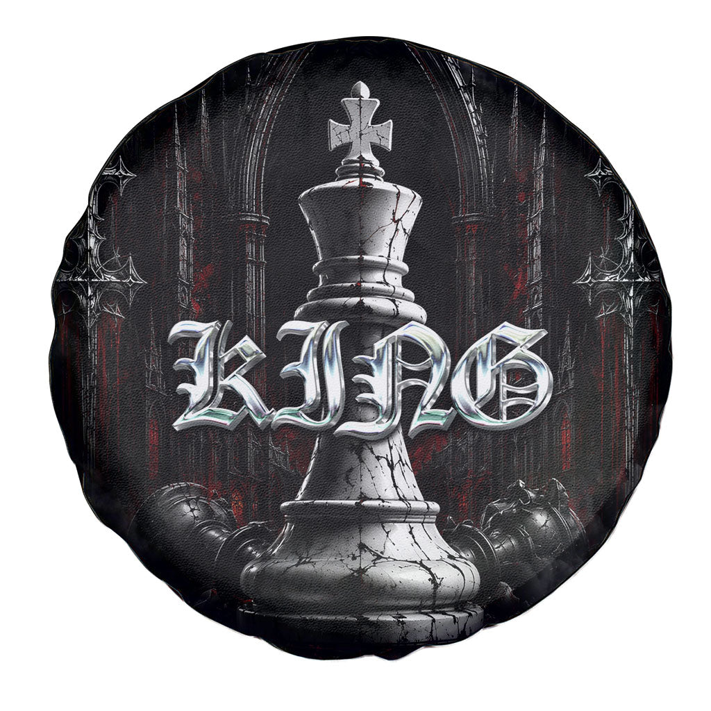 King Chess Piece Spare Tire Cover Dark Gothic Fantasy Board Game Art