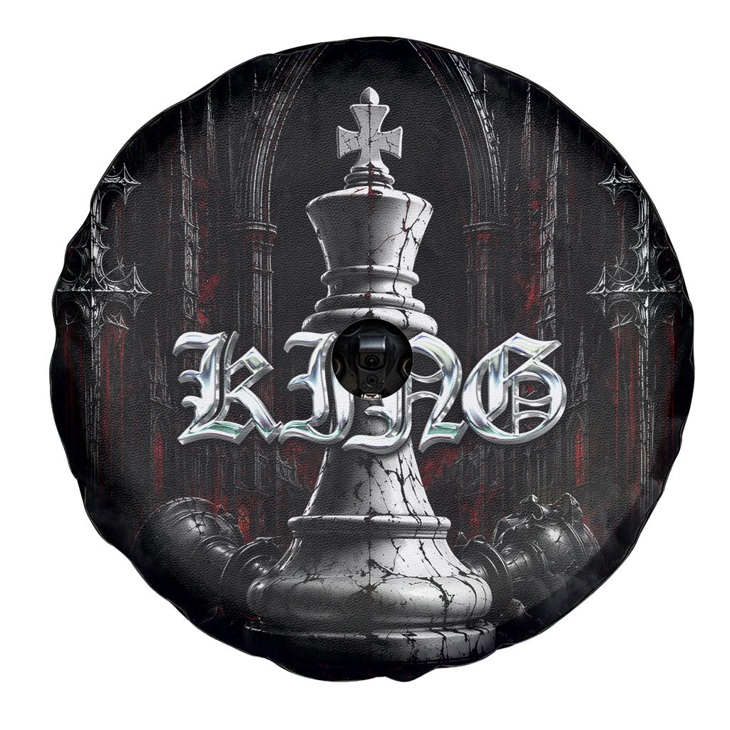 King Chess Piece Spare Tire Cover Dark Gothic Fantasy Board Game Art