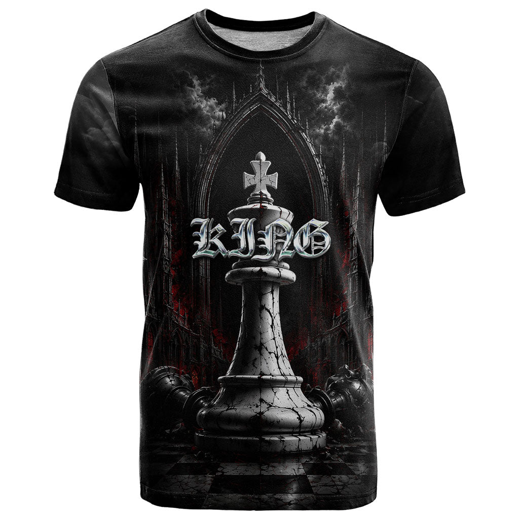 King Chess Piece T Shirt Dark Gothic Fantasy Board Game Art