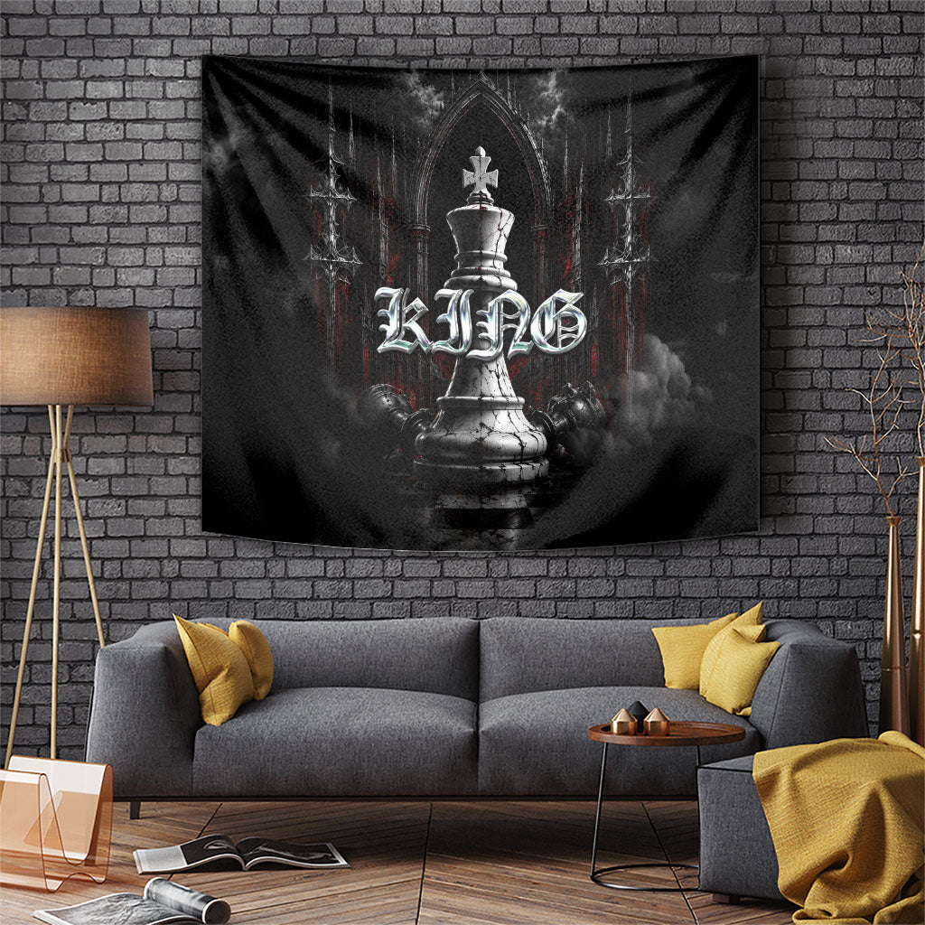 King Chess Piece Tapestry Dark Gothic Fantasy Board Game Art