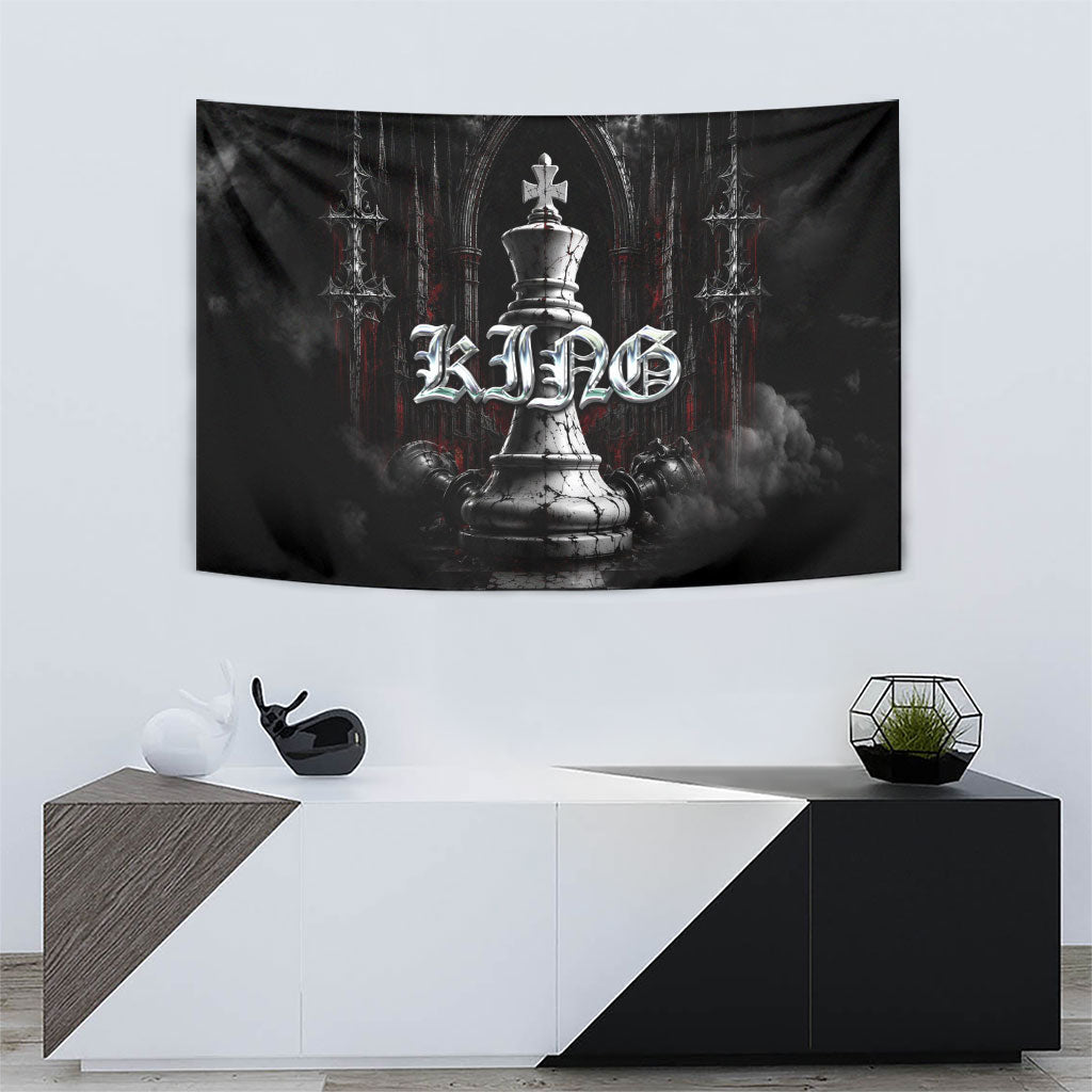 King Chess Piece Tapestry Dark Gothic Fantasy Board Game Art