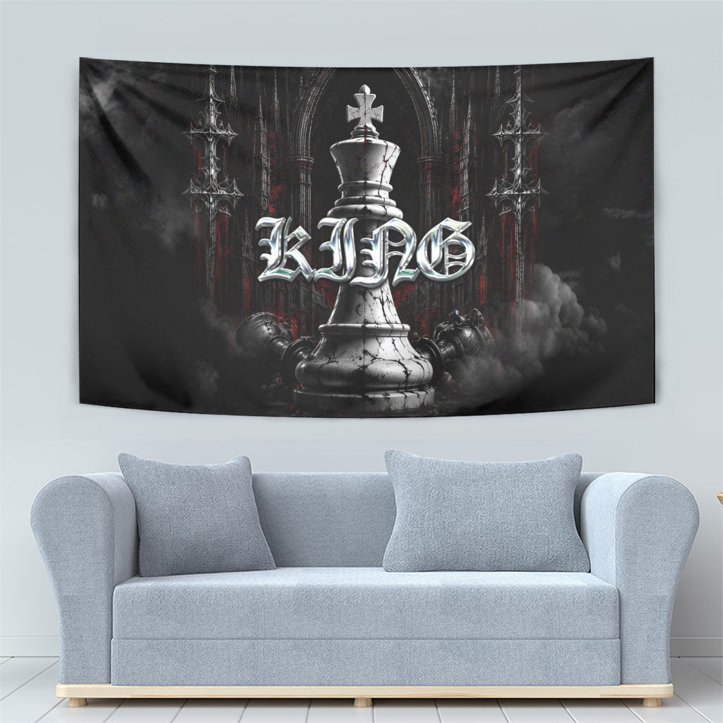 King Chess Piece Tapestry Dark Gothic Fantasy Board Game Art