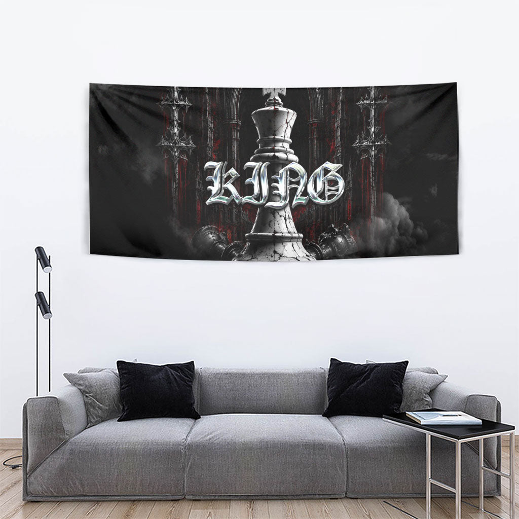 King Chess Piece Tapestry Dark Gothic Fantasy Board Game Art