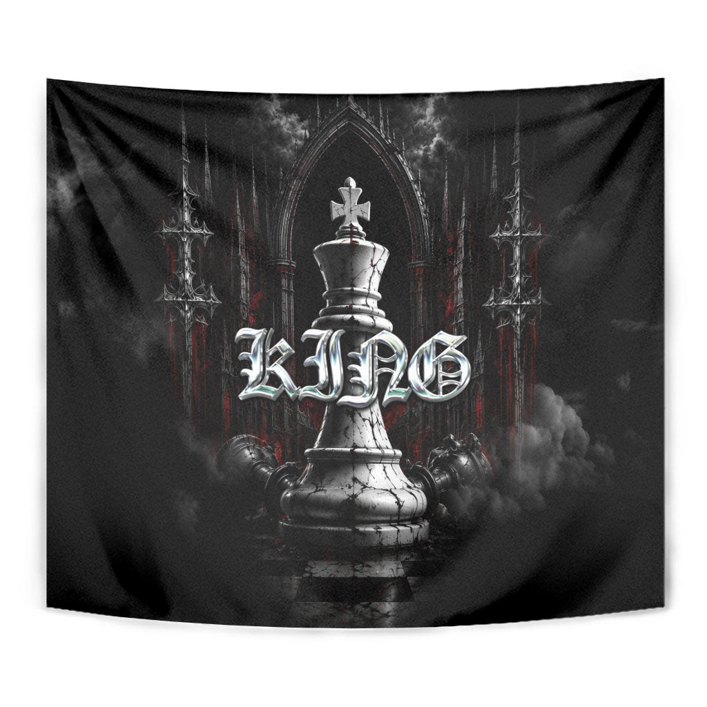 King Chess Piece Tapestry Dark Gothic Fantasy Board Game Art