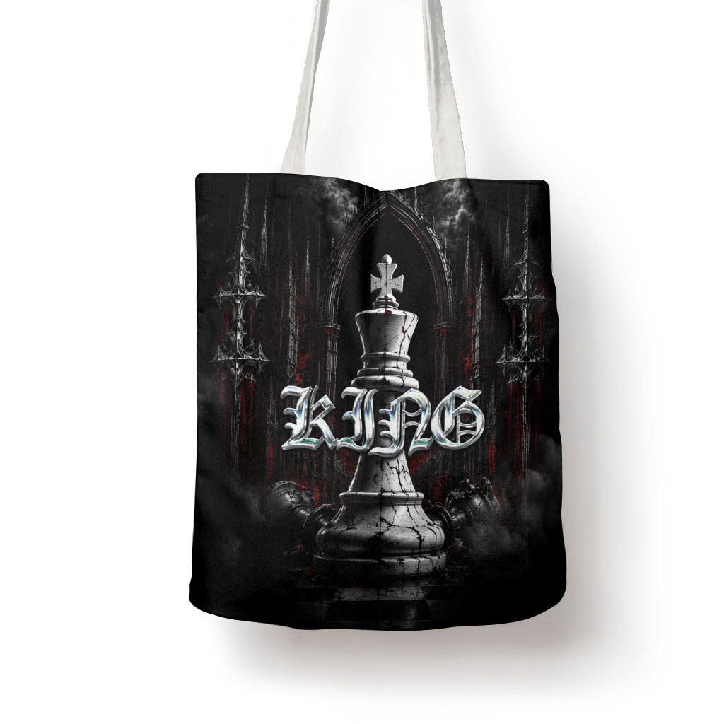 King Chess Piece Tote Bag Dark Gothic Fantasy Board Game Art