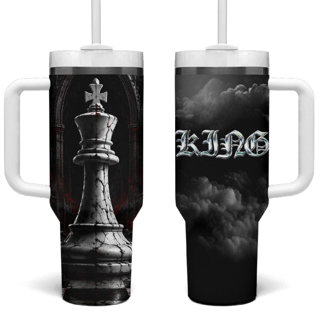 King Chess Piece Tumbler With Handle Dark Gothic Fantasy Board Game Art