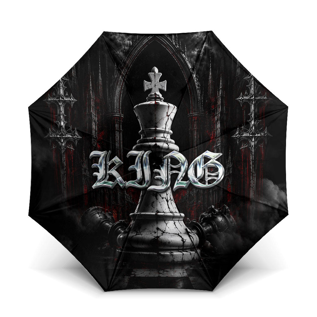 King Chess Piece Umbrella Dark Gothic Fantasy Board Game Art
