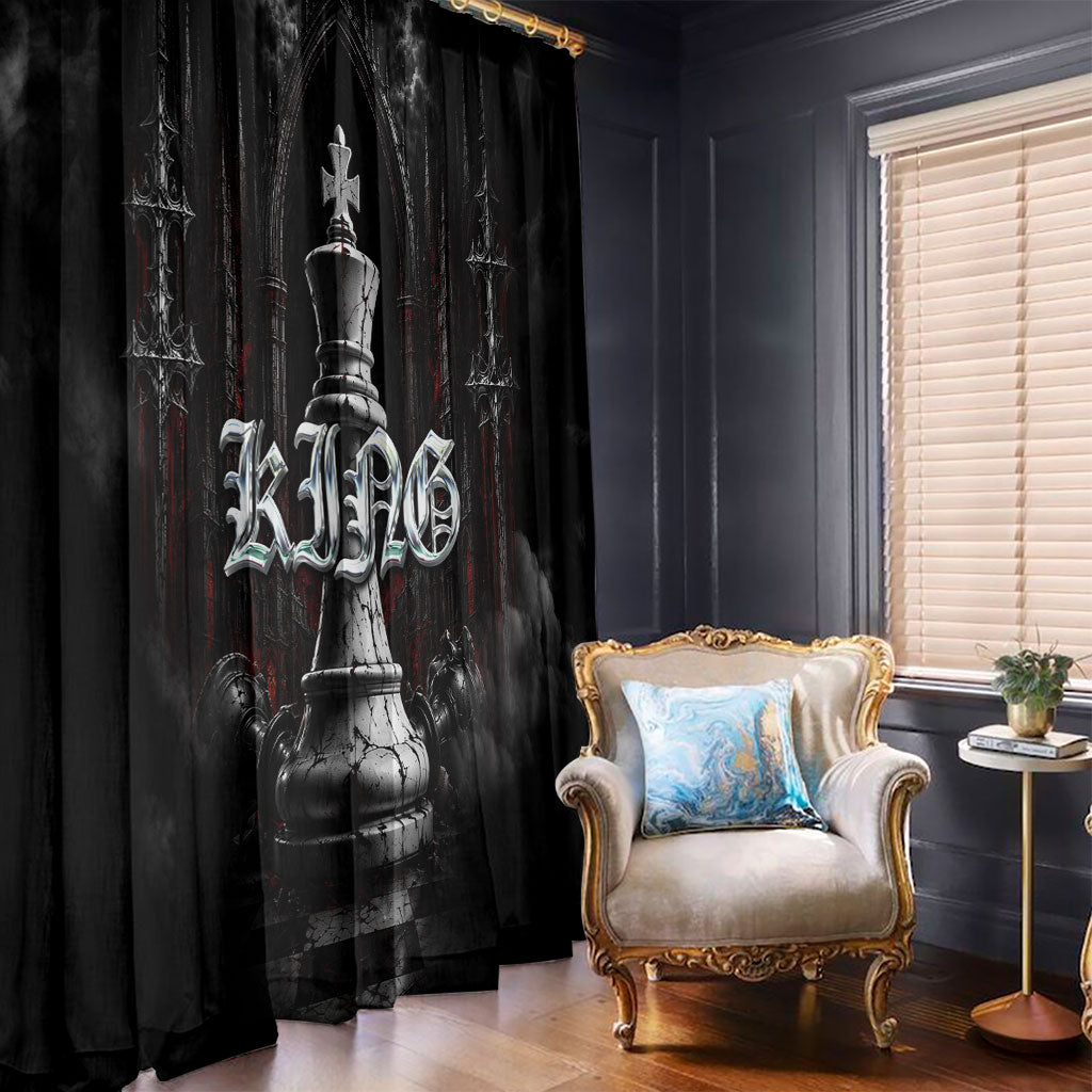 King Chess Piece Window Curtain Dark Gothic Fantasy Board Game Art