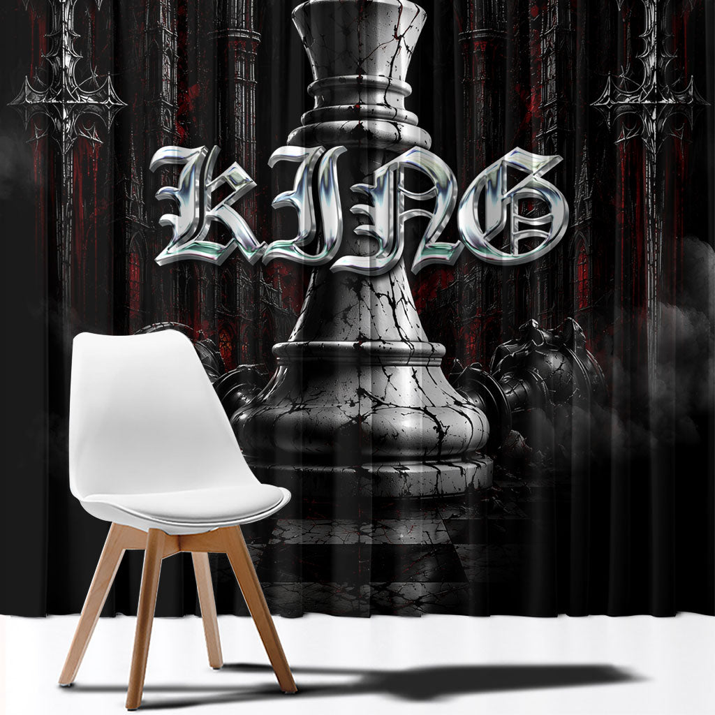 King Chess Piece Window Curtain Dark Gothic Fantasy Board Game Art