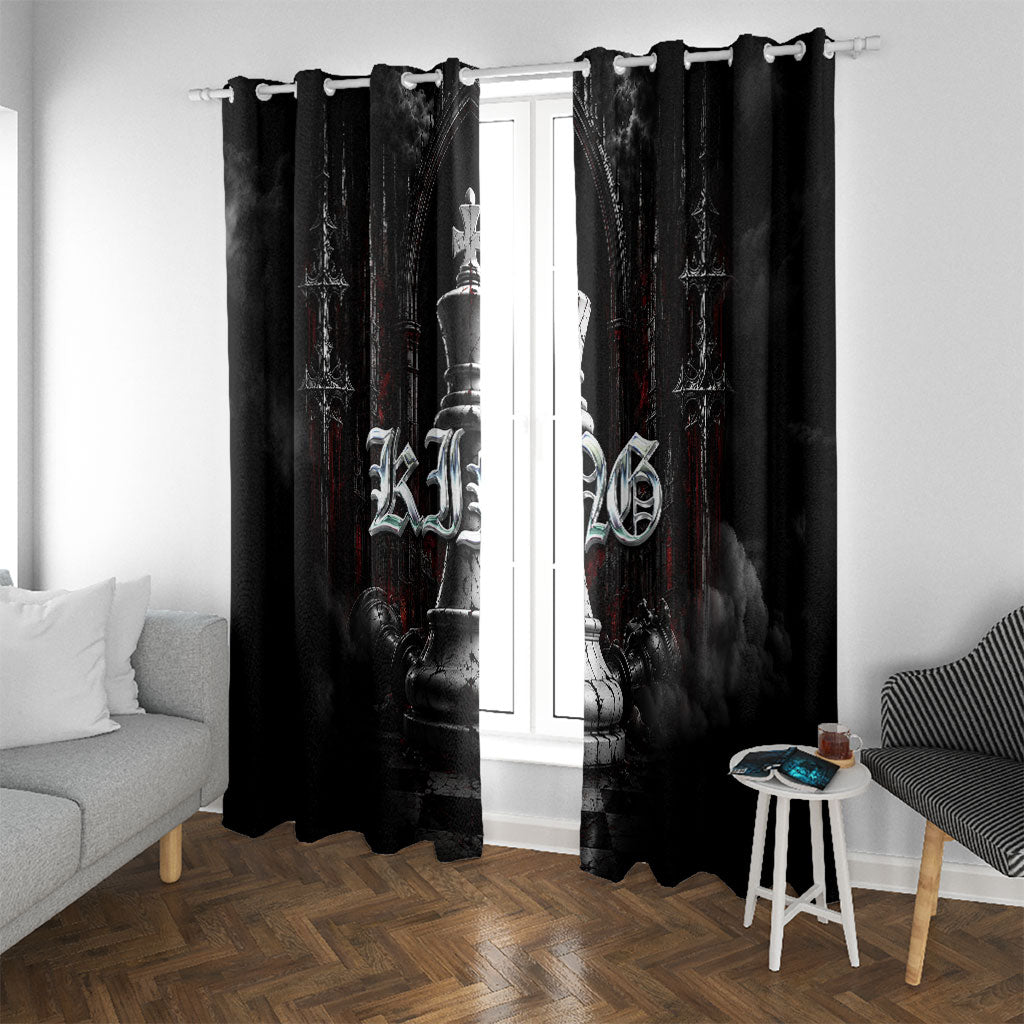 King Chess Piece Window Curtain Dark Gothic Fantasy Board Game Art