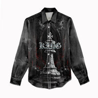 King Chess Piece Women Casual Shirt Dark Gothic Fantasy Board Game Art