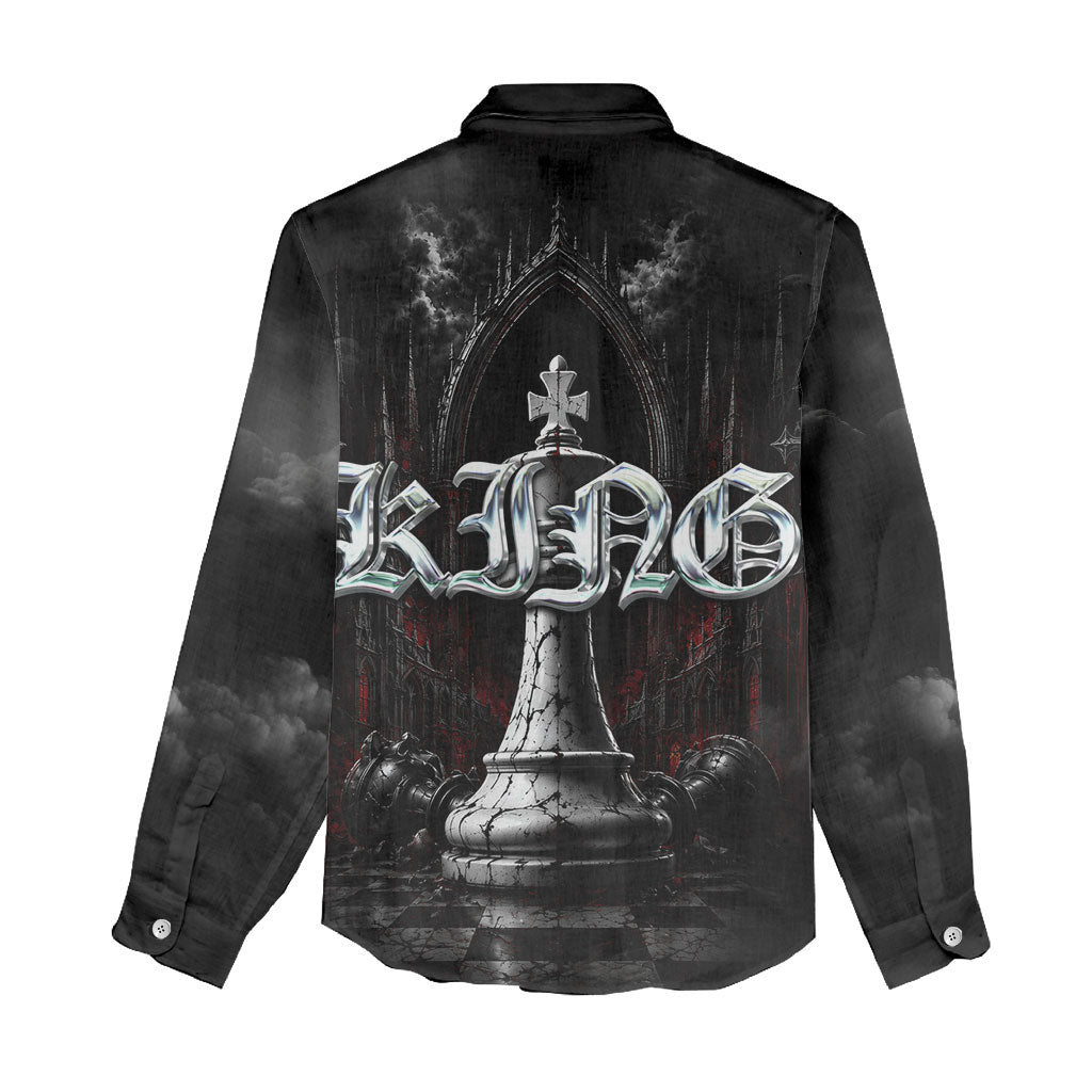 King Chess Piece Women Casual Shirt Dark Gothic Fantasy Board Game Art