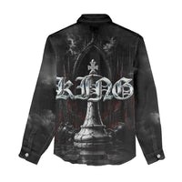 King Chess Piece Women Casual Shirt Dark Gothic Fantasy Board Game Art