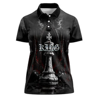 King Chess Piece Women Polo Shirt Dark Gothic Fantasy Board Game Art