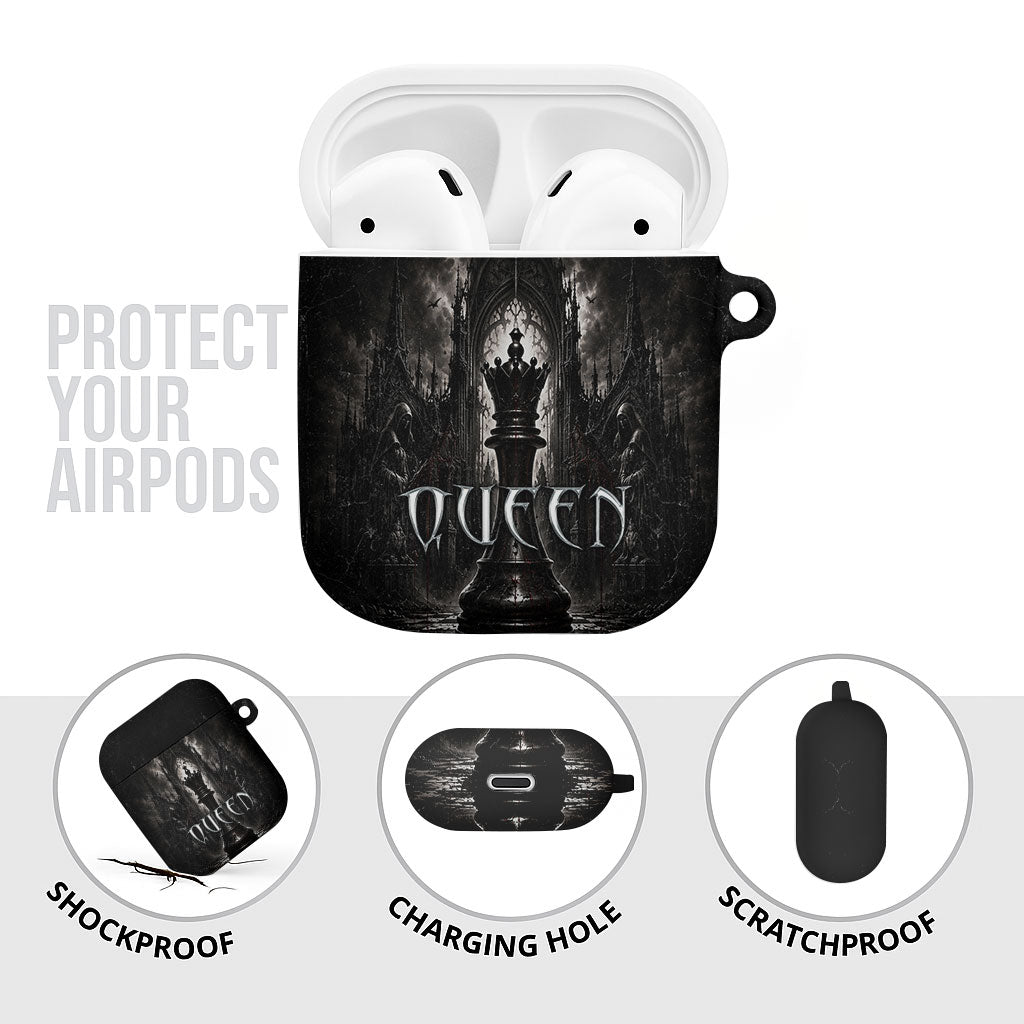 Chess Queen AirPods Case Strategic Board Game Gothic Dark Fantasy