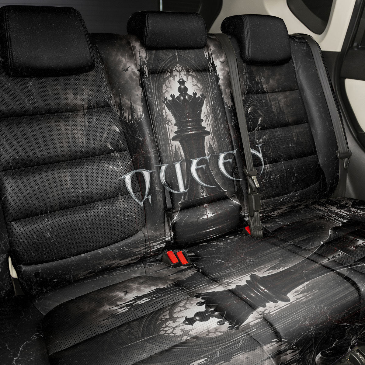 Chess Queen Back Car Seat Cover Strategic Board Game Gothic Dark Fantasy