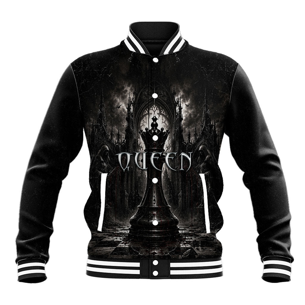 Chess Queen Baseball Jacket Strategic Board Game Gothic Dark Fantasy