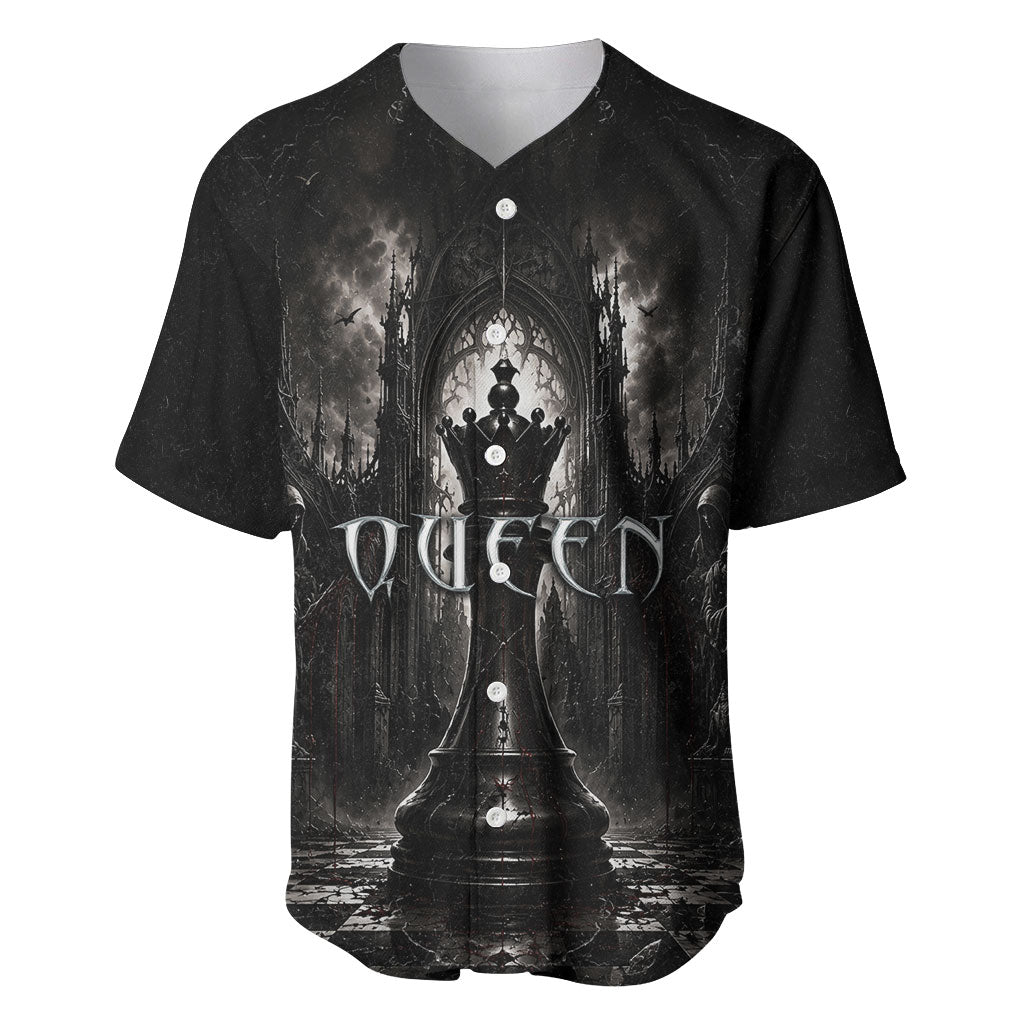 Chess Queen Baseball Jersey Strategic Board Game Gothic Dark Fantasy