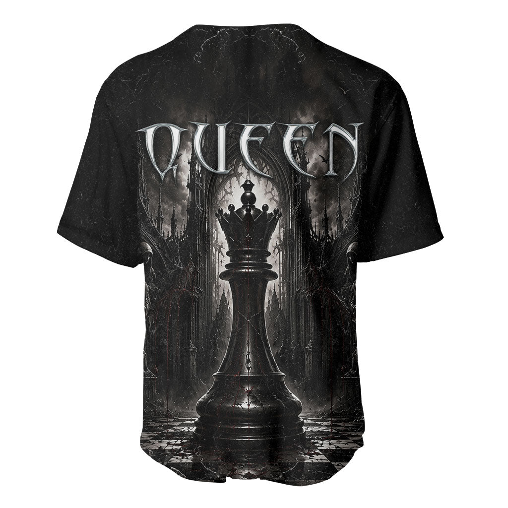 Chess Queen Baseball Jersey Strategic Board Game Gothic Dark Fantasy