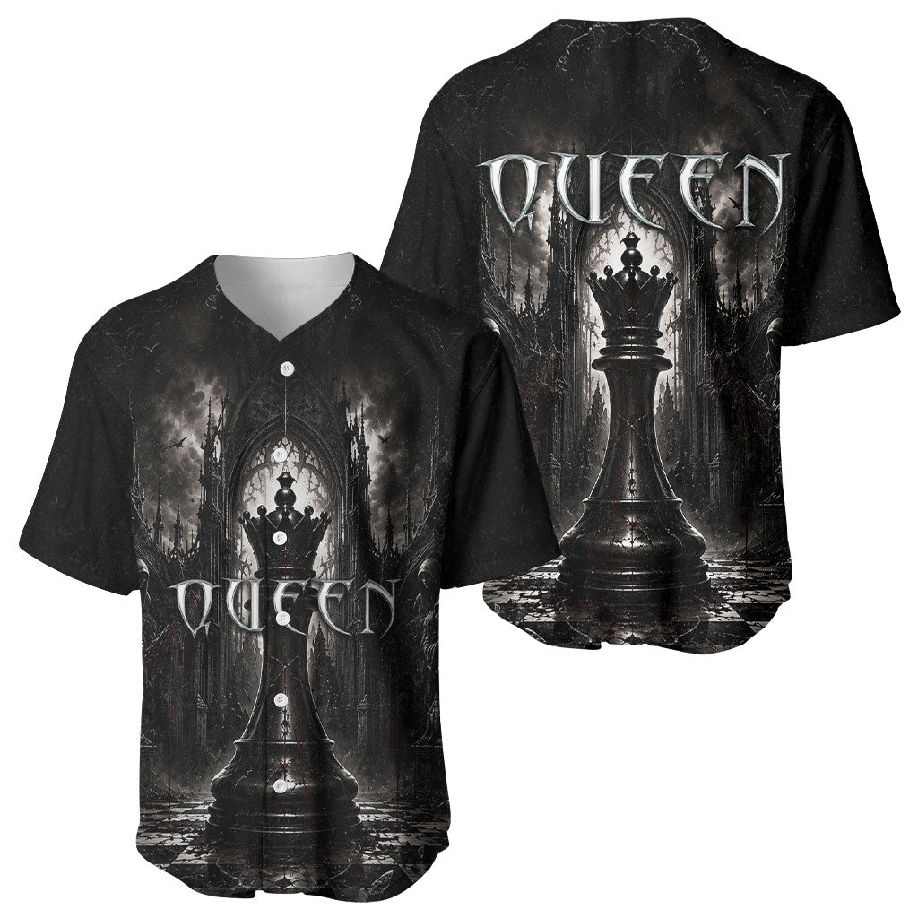 Chess Queen Baseball Jersey Strategic Board Game Gothic Dark Fantasy