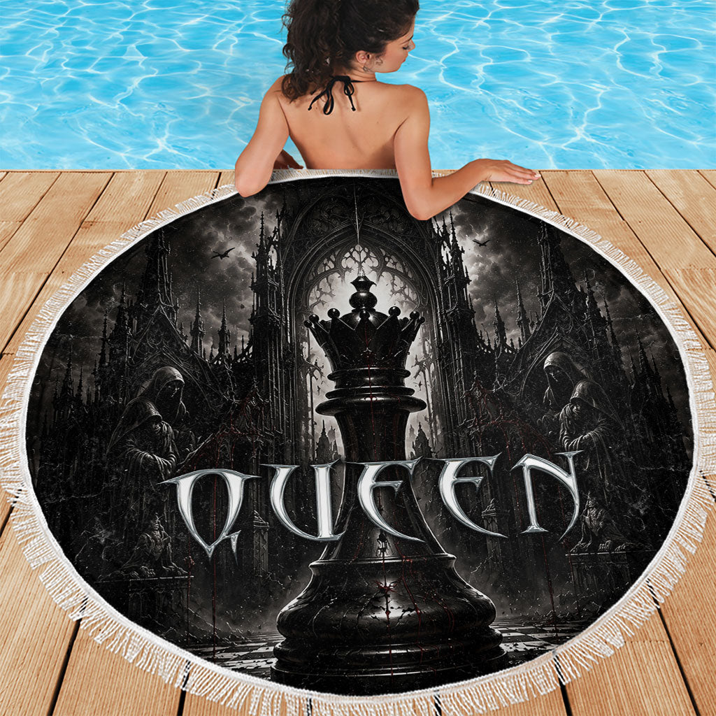 Chess Queen Beach Blanket Strategic Board Game Gothic Dark Fantasy