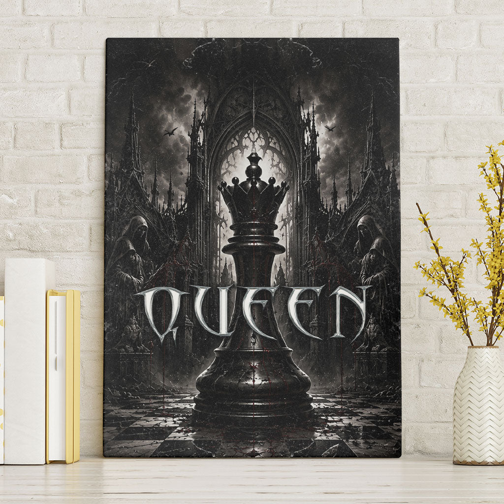 Chess Queen Canvas Wall Art Strategic Board Game Gothic Dark Fantasy