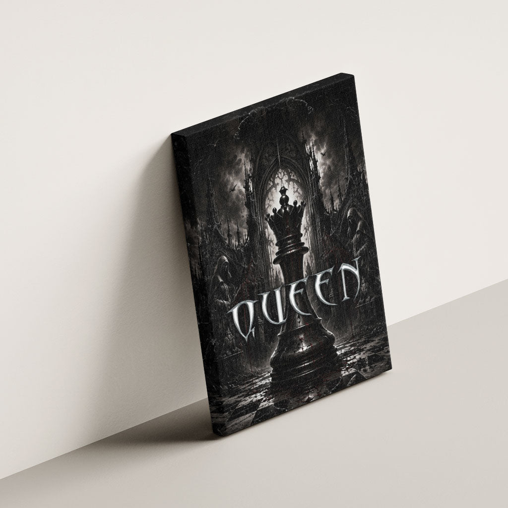 Chess Queen Canvas Wall Art Strategic Board Game Gothic Dark Fantasy
