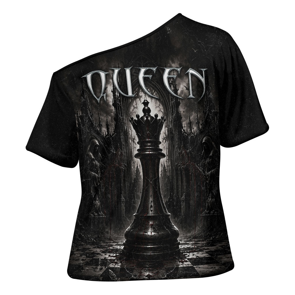 Chess Queen Cross Shoulder Shirt Strategic Board Game Gothic Dark Fantasy