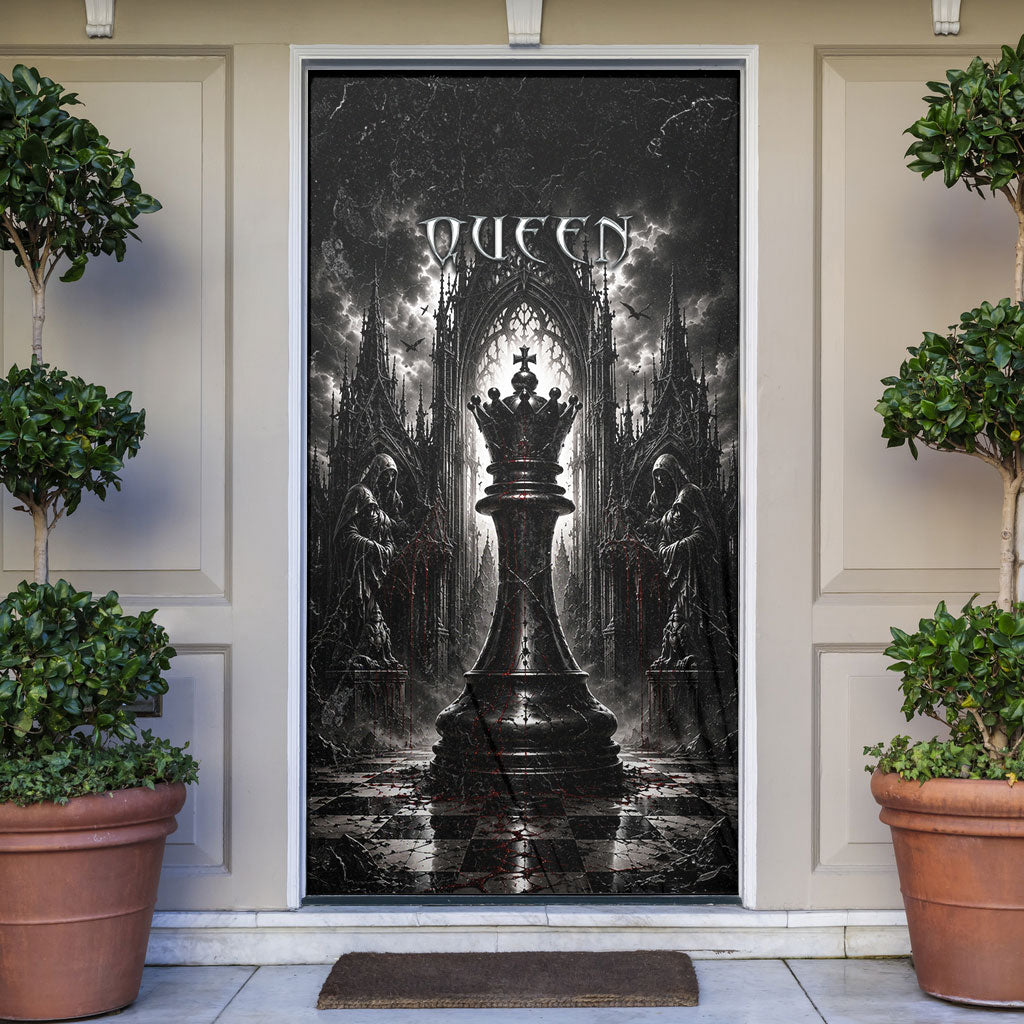 Chess Queen Door Cover Strategic Board Game Gothic Dark Fantasy