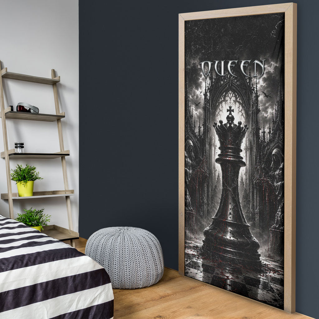 Chess Queen Door Cover Strategic Board Game Gothic Dark Fantasy