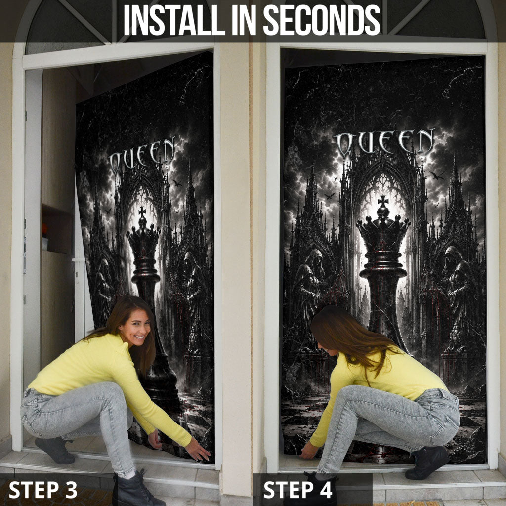 Chess Queen Door Cover Strategic Board Game Gothic Dark Fantasy